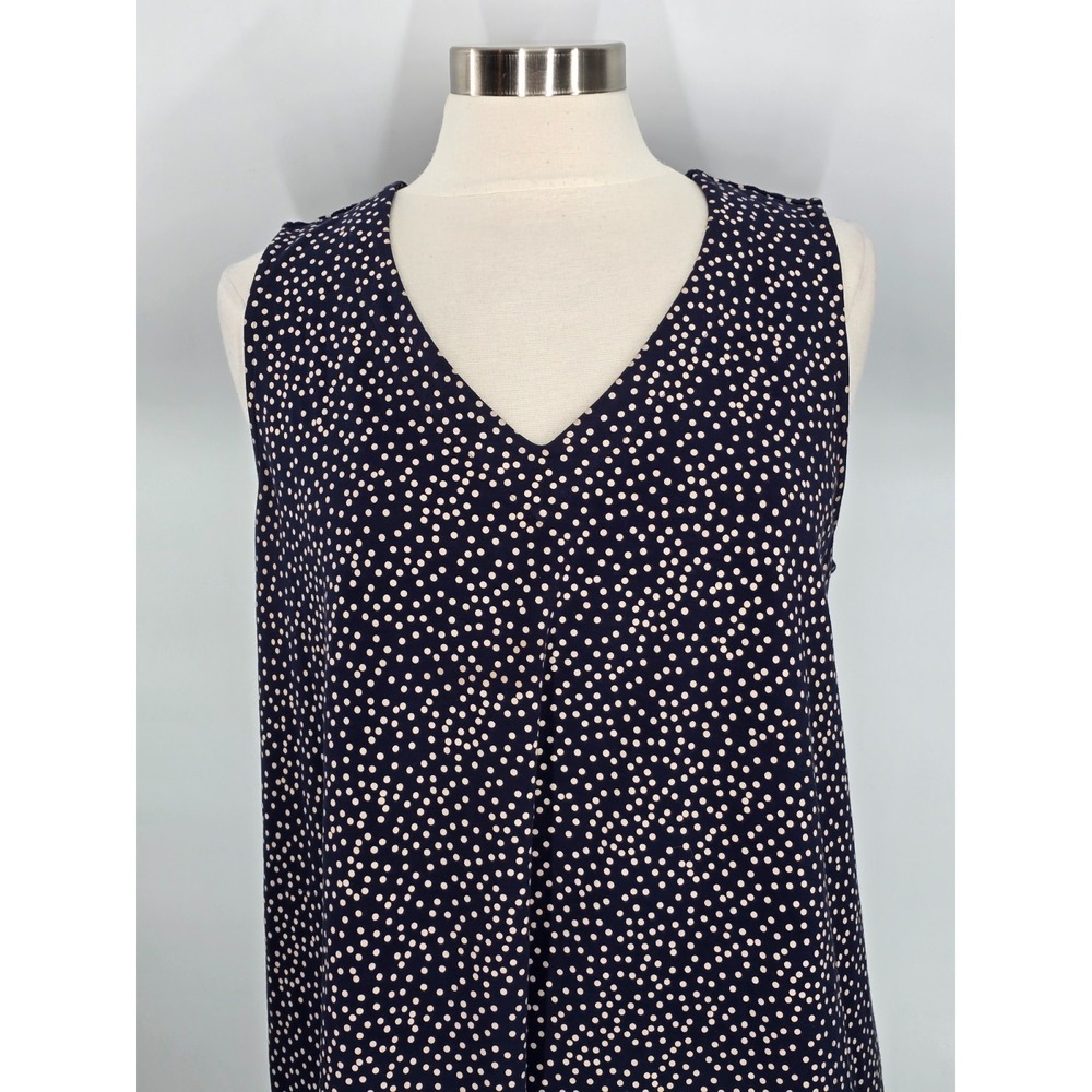 J. Jill Dress Womens XLP Navy Polka Dot Wearever A-Line Pockets Peekaboo Back - Picture 2 of 8